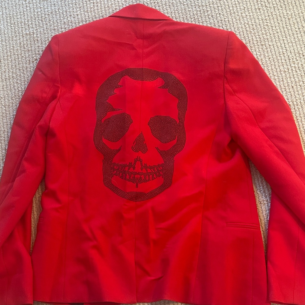 Zadig & Voltaire Vibrant Red Blazer with Black Skull Motif
